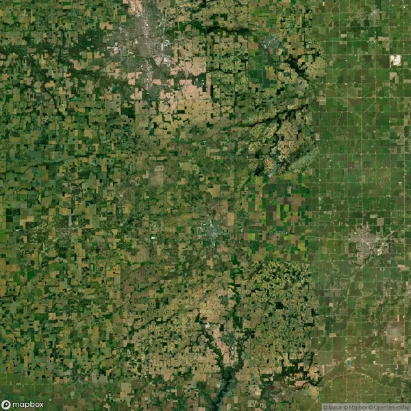 Satellite view of Tipton County, Indiana.