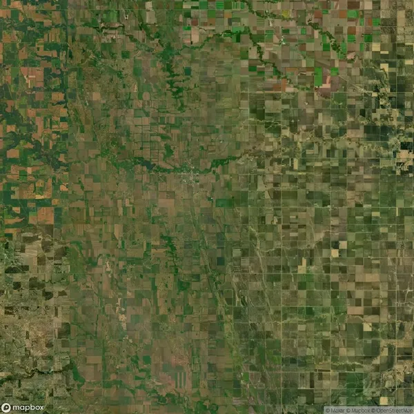 Satellite image of a patchwork landscape showing an extensive pattern of agricultural fields divided by straight lines and some meandering water streams.