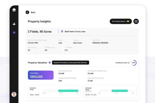 Sample of a property insights report generated by Farmland Intel